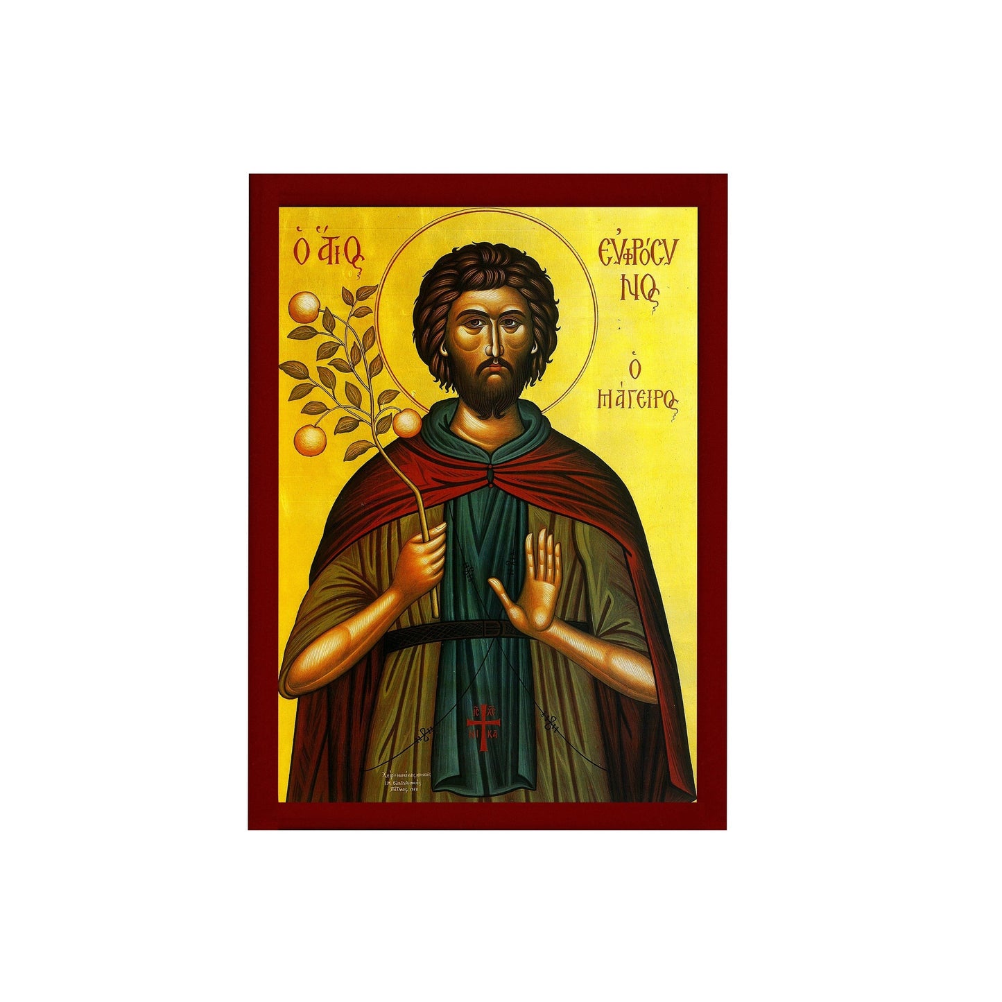 Saint Euphrosynus icon, Handmade Greek Orthodox icon St Euphrosynus the Cook Byzantine art wall hanging on wood plaque icon religious gift TheHolyArt