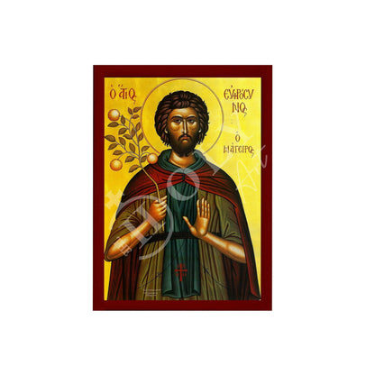 Saint Euphrosynus icon, Handmade Greek Orthodox icon St Euphrosynus the Cook Byzantine art wall hanging on wood plaque icon religious gift - TheHolyArt