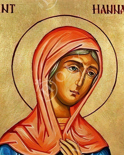 Saint Hannah icon, Handmade Greek Orthodox icon of St Hannah mother of Samuel Byzantine art wall hanging icon wood plaque, religious gift - TheHolyArt