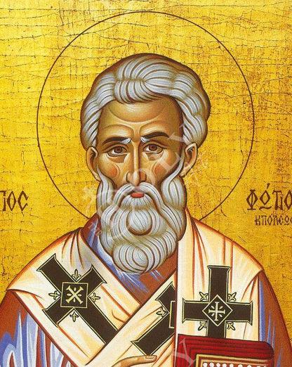 Saint Photios icon, Handmade Greek Orthodox icon of St Photius The Great Byzantine art wall hanging icon wood plaque, religious gift - TheHolyArt