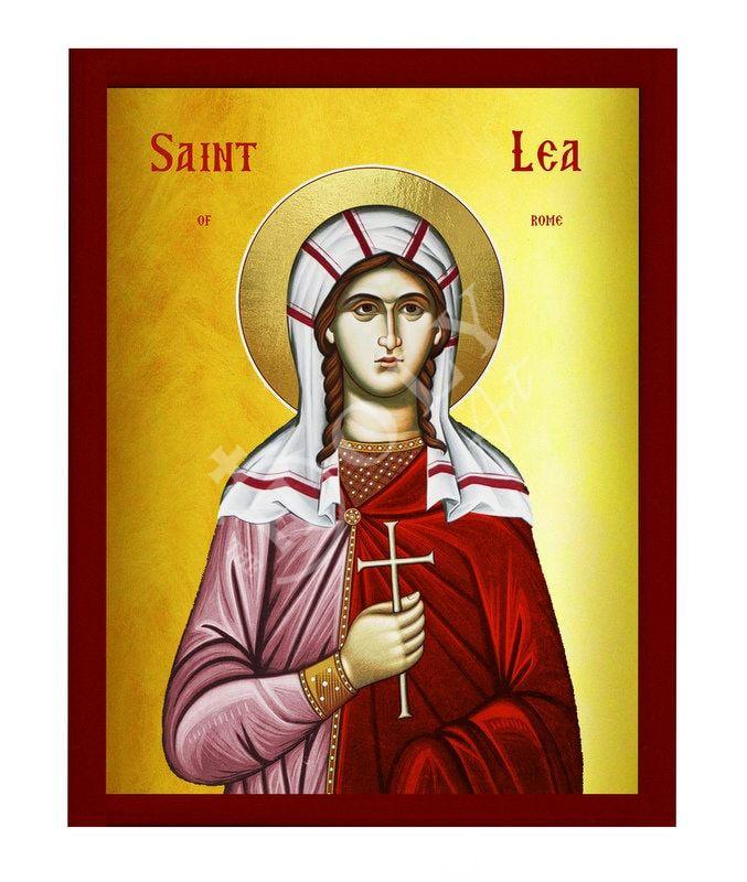 Saint Lea icon, Handmade Greek Orthodox icon of St Lea of Rome Byzantine Catholic art wall hanging icon wood plaque religious christian gift TheHolyArt