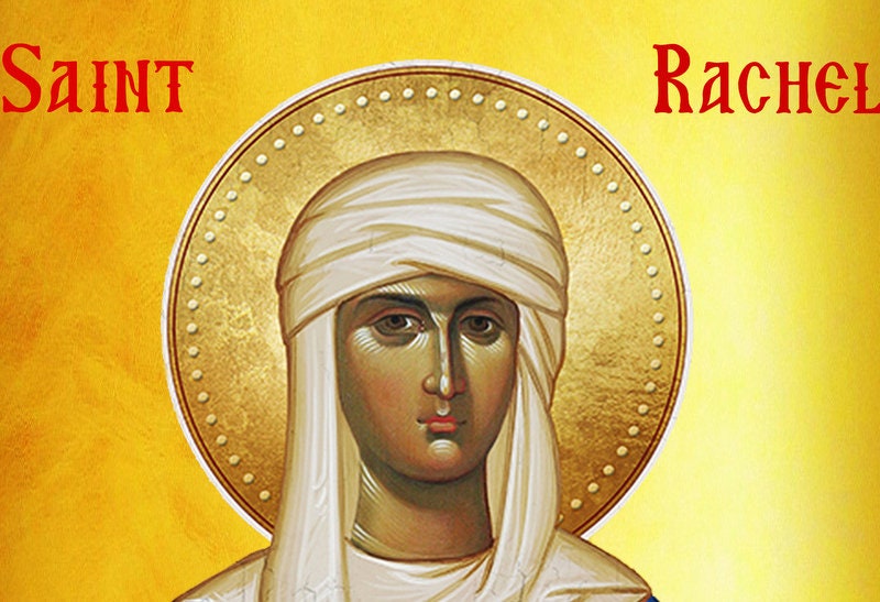 Saint Rachel icon, Handmade Greek Orthodox icon of St Rachel of Rome Byzantine art wall hanging icon wood plaque religious Christian gift TheHolyArt