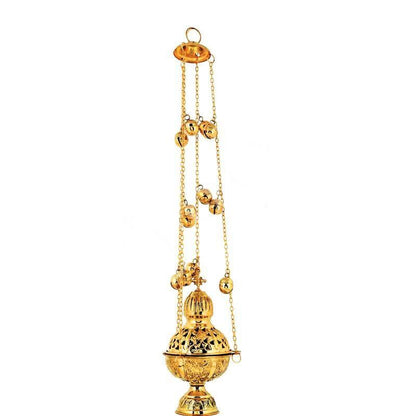 Christian Hanging Brass Resin Incense Burner, Greek Orthodox Censer Thurible Incense holder - TheHolyArt