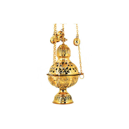Christian Hanging Brass Resin Incense Burner, Greek Orthodox Censer Thurible Incense holder - TheHolyArt