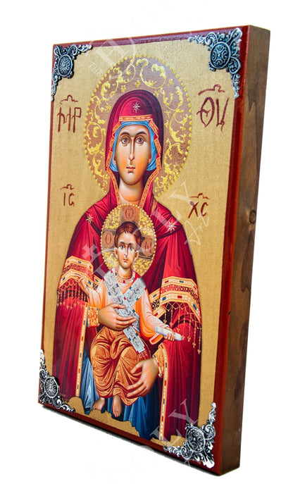 Virgin Mary icon Panagia Eleftherotria, Handmade Greek Orthodox Icon Theotokos Byzantine art wall hanging wood plaque icon religious gift - TheHolyArt