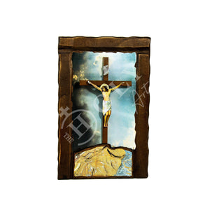 Crucifixion Jesus Christ icon, Blessing Cross Crucifix icon, Byzantine art wall hanging, Greek Handmade wooden icon w/ Cross religious gift - TheHolyArt