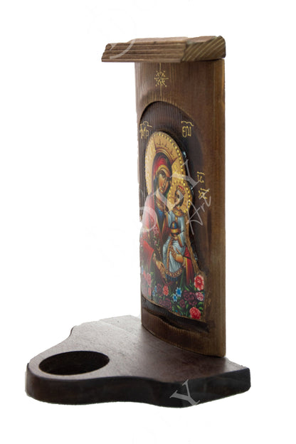 Christian Iconostasis with Virgin Mary icon Handmade Mount Athos Orthodox shrine of Theotokos Byzantine altar wall hanging wood plaque icon - TheHolyArt