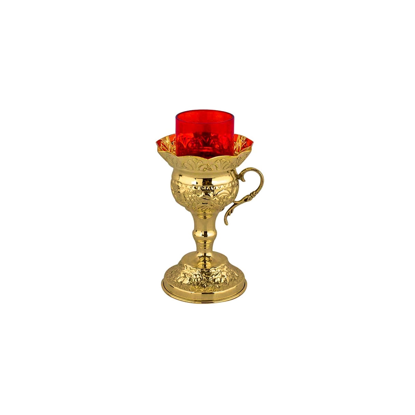 Christian Brass Table Oil Vigil Lamp with Cross, Hand-painted Prayer Standing Oil Lamp, Orthodox Oil Candle w/ glass cup, religious decor TheHolyArt