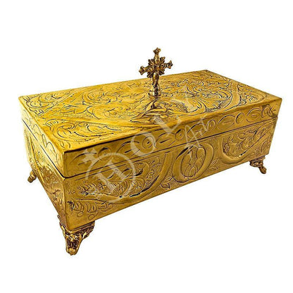 Handmade Religious Carved Brass Prayer box, Greek Vintage Decorative Jewelry Keepsake box 22x11x9cm religious gift Christian gift - TheHolyArt