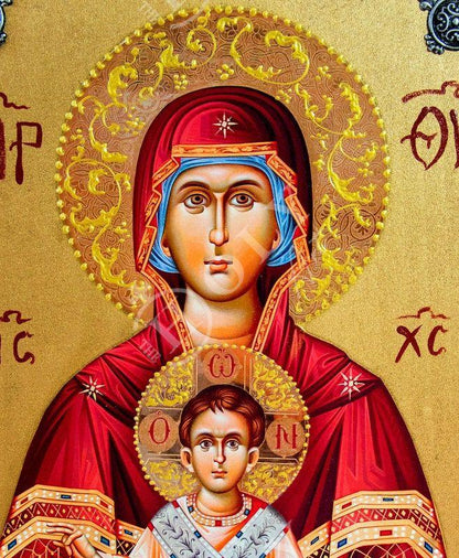 Virgin Mary icon Panagia Eleftherotria, Handmade Greek Orthodox Icon Theotokos Byzantine art wall hanging wood plaque icon religious gift - TheHolyArt