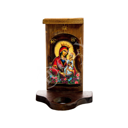 Christian Iconostasis with Virgin Mary icon Handmade Mount Athos Orthodox shrine of Theotokos Byzantine altar wall hanging wood plaque icon - TheHolyArt