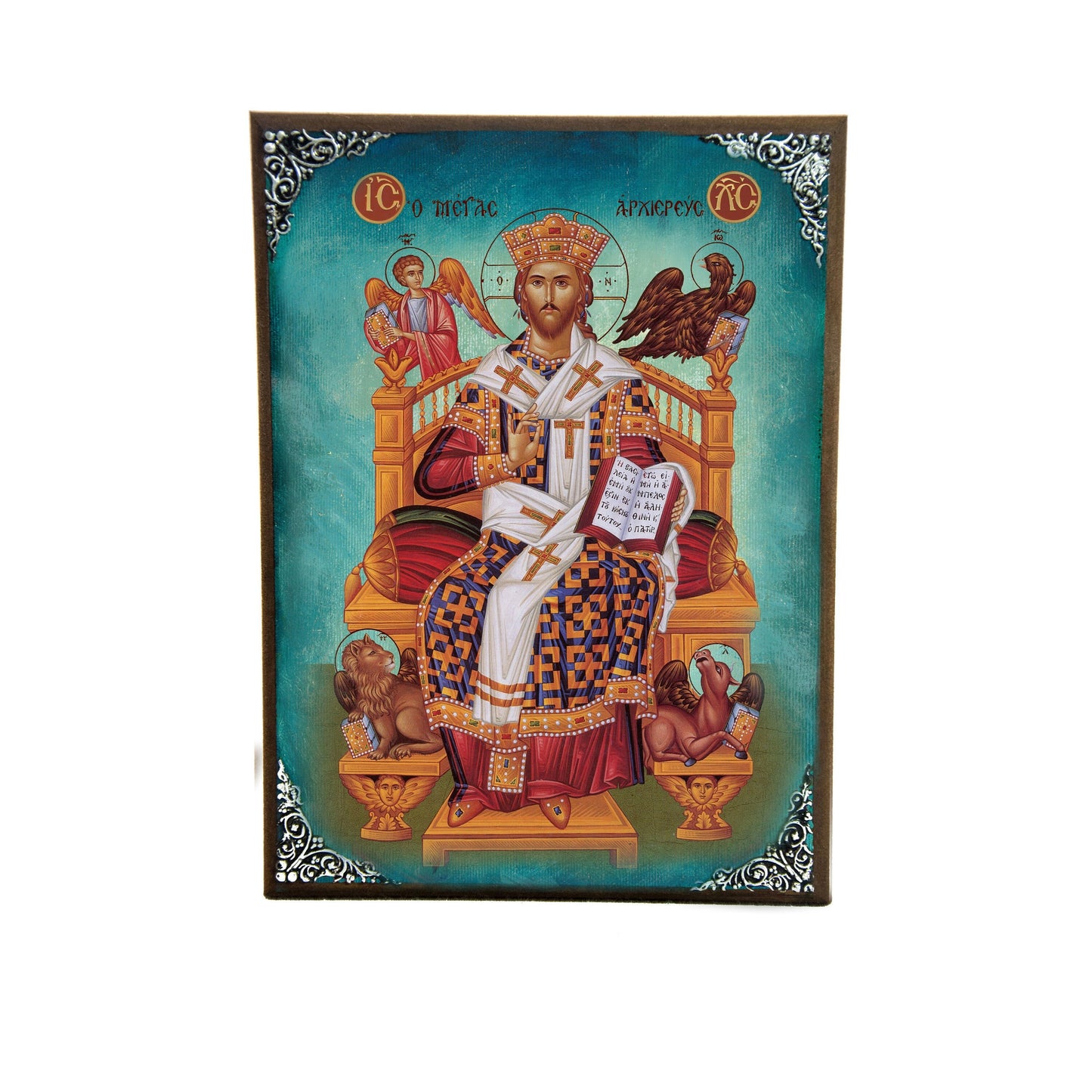 Jesus Christ icon High Priest, Handmade Greek Orthodox icon of our Lord, Byzantine art wall hanging on wood plaque, religious gift decor TheHolyArt