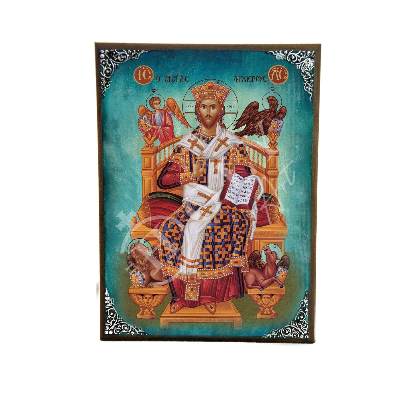 Jesus Christ icon High Priest, Handmade Greek Orthodox icon of our Lord, Byzantine art wall hanging on wood plaque, religious gift decor TheHolyArt