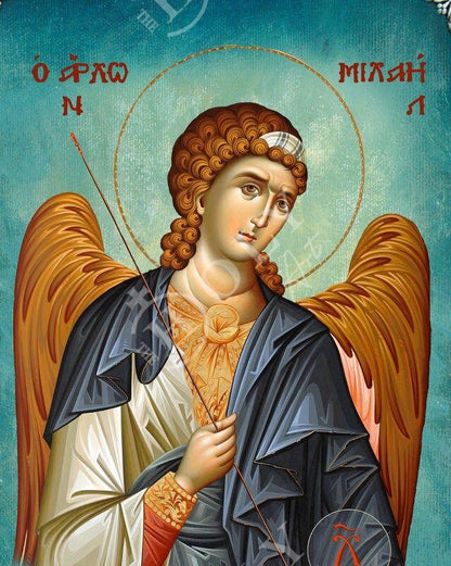 Archangel Michael icon, Handmade Greek Orthodox icon of St Michael, Byzantine wood plaque - TheHolyArt