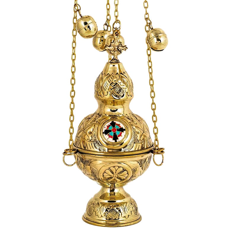 Christian Hanging Brass Resin Incense Burner, Greek Orthodox Thurible Incense holder, Metal Byzantine Censer Perfume burner, religious gift TheHolyArt