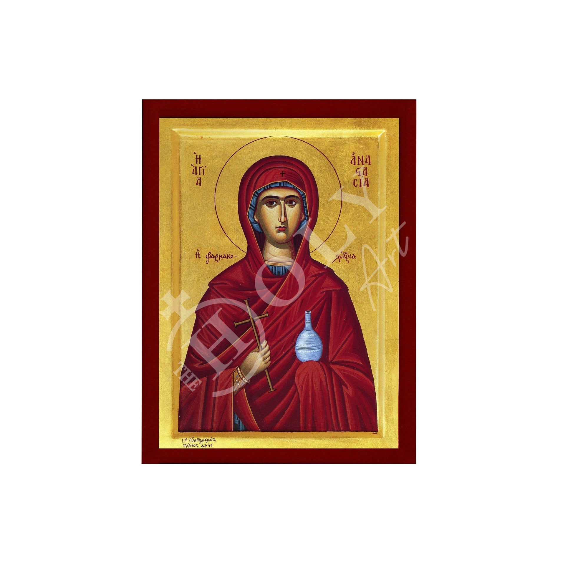 Saint Anastasia icon, Handmade Greek Orthodox icon of St Anastasia of Sirmium, Byzantine art wall hanging icon wood plaque, religious gift TheHolyArt