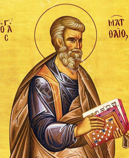 Saint Matthew the Apostle icon, Handmade Greek Orthodox icon of Apostle Evangelist Matthew, Byzantine art wall hanging on wood plaque gift - TheHolyArt