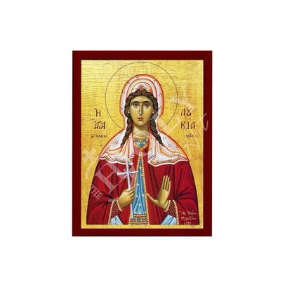 Saint Lucy icon, Handmade Greek Catholic Orthodox icon of St Lucy / Loukia of Syracuse, Byzantine art wall hanging wood plaque, religious gift - TheHolyArt