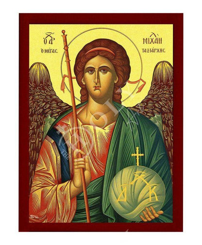 Archangel Michael icon, Handmade Greek Orthodox icon of St Michael, Byzantine art wall hanging on wood plaque religious icon, religious gift - TheHolyArt