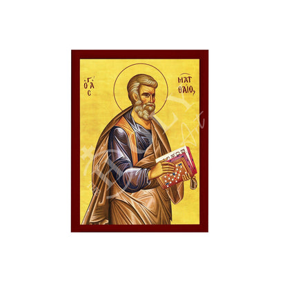 Saint Matthew the Apostle icon, Handmade Greek Orthodox icon of Apostle Evangelist Matthew, Byzantine art wall hanging on wood plaque gift - TheHolyArt