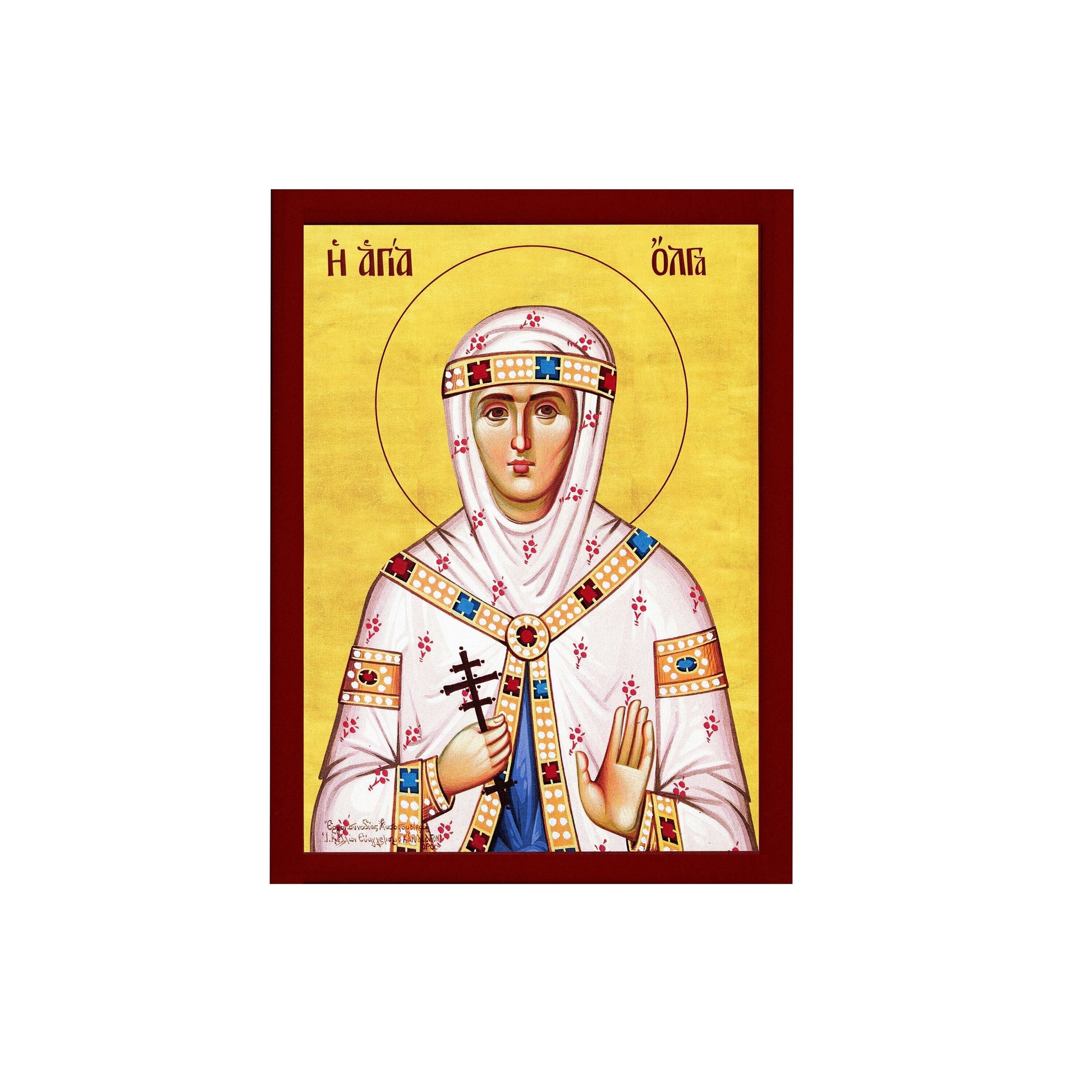 Saint Olga icon, Handmade Greek Orthodox icon of St Olga of Kiev, Byzantine art wall hanging icon on wood plaque, religious gift decor TheHolyArt