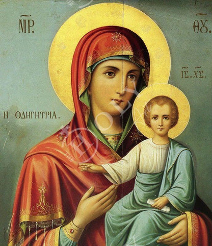 Virgin Mary icon Panagia Odigitria, Handmade Greek Orthodox Icon, Mother of God Byzantine art, Theotokos wall hanging wood plaque gift idea - TheHolyArt