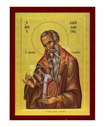 Saint Charalambos icon, Handmade Greek Orthodox icon St Haralambus of Magnesia, Byzantine art wall hanging on wood plaque, religious decor - TheHolyArt