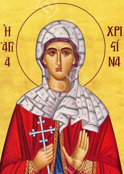 Saint Christina icon, Handmade Greek Orthodox icon of St Christina of Tyre, Byzantine art wall hanging icon on wood plaque, religious gift - TheHolyArt