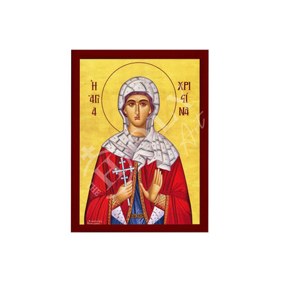 Saint Christina icon, Handmade Greek Orthodox icon of St Christina of Tyre, Byzantine art wall hanging icon on wood plaque, religious gift - TheHolyArt