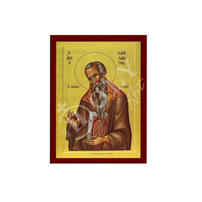 Saint Charalambos icon, Handmade Greek Orthodox icon St Haralambus of Magnesia, Byzantine art wall hanging on wood plaque, religious decor - TheHolyArt