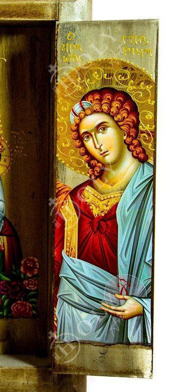 Christian Iconostasis with Virgin Mary St Catherine St Demetrius, Handmade Mount Athos Orthodox Icon,Byzantine art wall hanging wood plaque - TheHolyArt
