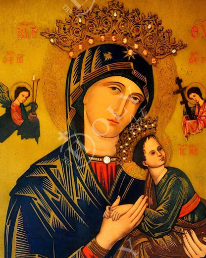 Our Lady of Perpetual Help icon, Handmade Greek Orthodox Icon of Virgin Mary, Mother of God Byzantine art wall hanging plaque religious gift - TheHolyArt