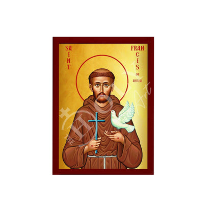 Saint Francis of Assisi icon, Handmade Greek Orthodox Catholic icon of St Francis, Byzantine art wall hanging icon on wood plaque decor gift - TheHolyArt