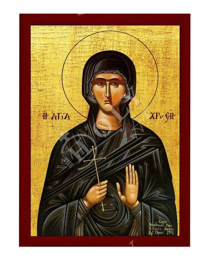Saint Chryssi icon, Handmade Greek Orthodox icon of St Chryssi the Martyr, Byzantine art wall hanging wood plaque, religious gift decor - TheHolyArt