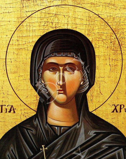 Saint Chryssi icon, Handmade Greek Orthodox icon of St Chryssi the Martyr, Byzantine art wall hanging wood plaque, religious gift decor - TheHolyArt