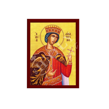 Saint Catherine icon, Handmade Greek Orthodox icon of St Katherine, Byzantine art wall hanging icon plaque, religious gift decor - TheHolyArt