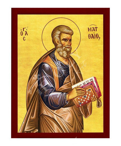 Saint Matthew the Apostle icon, Handmade Greek Orthodox icon of Apostle Evangelist Matthew, Byzantine art wall hanging on wood plaque gift - TheHolyArt