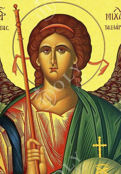 Archangel Michael icon, Handmade Greek Orthodox icon of St Michael, Byzantine art wall hanging on wood plaque religious icon, religious gift - TheHolyArt