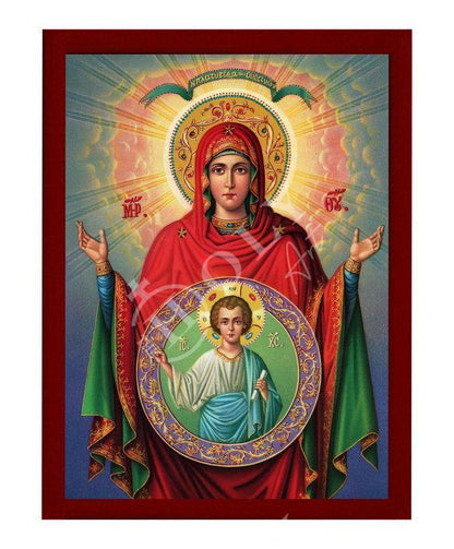 Virgin Mary icon Panagia Platytera, Handmade Greek Orthodox icon of Theotokos Byzantine art wall hanging wood plaque religious gift - TheHolyArt