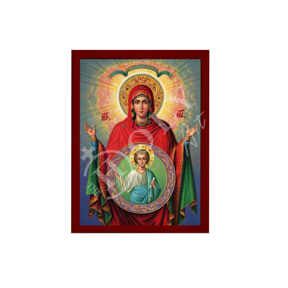 Virgin Mary icon Panagia Platytera, Handmade Greek Orthodox icon of Theotokos Byzantine art wall hanging wood plaque religious gift - TheHolyArt