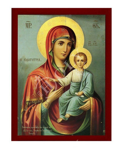 Virgin Mary icon Panagia Odigitria, Handmade Greek Orthodox Icon, Mother of God Byzantine art, Theotokos wall hanging wood plaque gift idea - TheHolyArt