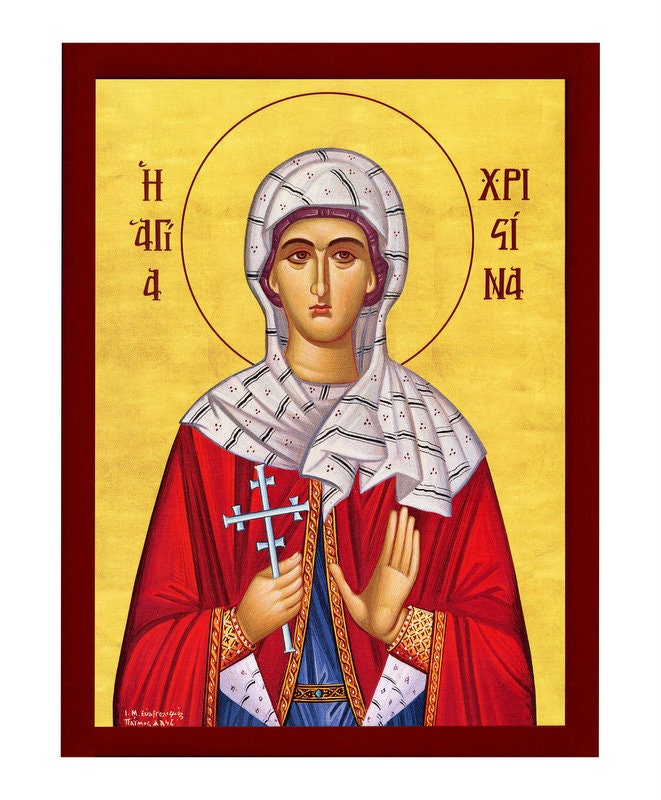 Saint Christina icon, Handmade Greek Orthodox icon of St Christina of Tyre, Byzantine art wall hanging icon on wood plaque, religious gift TheHolyArt