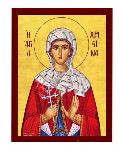 Saint Christina icon, Handmade Greek Orthodox icon of St Christina of Tyre, Byzantine art wall hanging icon on wood plaque, religious gift - TheHolyArt