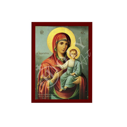 Virgin Mary icon Panagia Odigitria, Handmade Greek Orthodox Icon, Mother of God Byzantine art, Theotokos wall hanging wood plaque gift idea - TheHolyArt