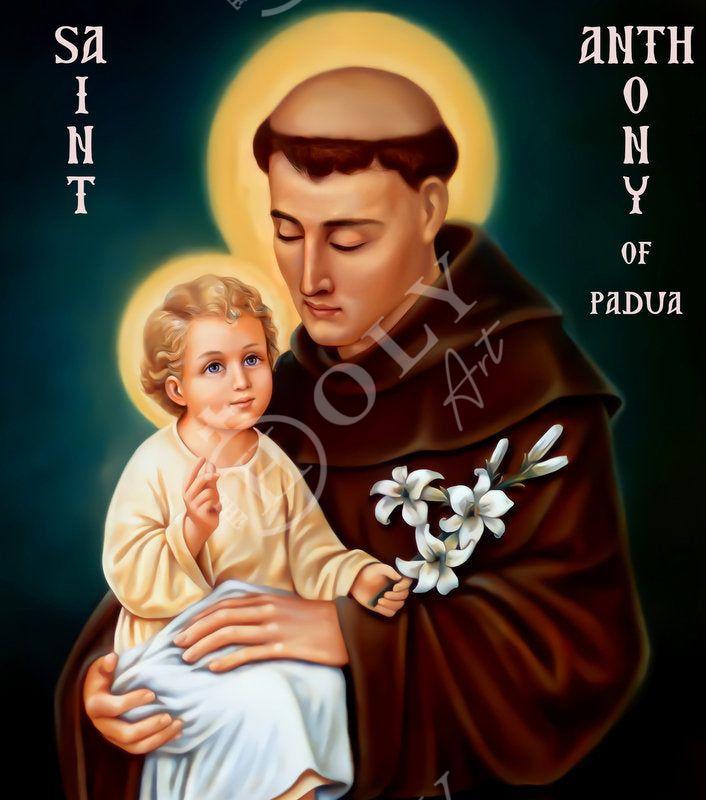 Saint Anthony of Padua icon, Handmade Greek Christian Catholic icon of Saint Anthony of Lisbon, Religious art wall hanging wood plaque gift TheHolyArt