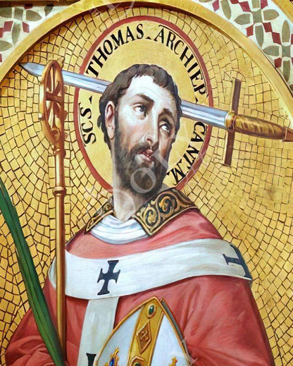 Saint Thomas of Becket icon, Handmade Greek Christian Catholic icon Saint Thomas of Canterbury, Religious art wall hanging wood plaque gift - TheHolyArt