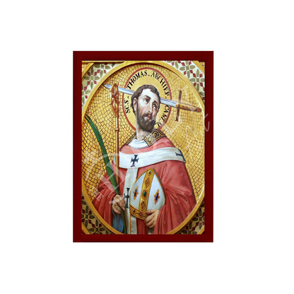 Saint Thomas of Becket icon, Handmade Greek Christian Catholic icon Saint Thomas of Canterbury, Religious art wall hanging wood plaque gift - TheHolyArt