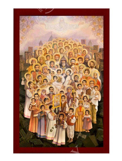 Holy Martyrs of Armenian Genocide icon, Handmade Greek Orthodox icon of Armenian Genocide, Byzantine art wall hanging icon wood plaque gift - TheHolyArt