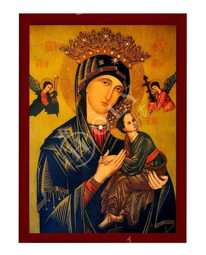 Our Lady of Perpetual Help icon, Handmade Greek Orthodox Icon of Virgin Mary, Mother of God Byzantine art wall hanging plaque religious gift - TheHolyArt