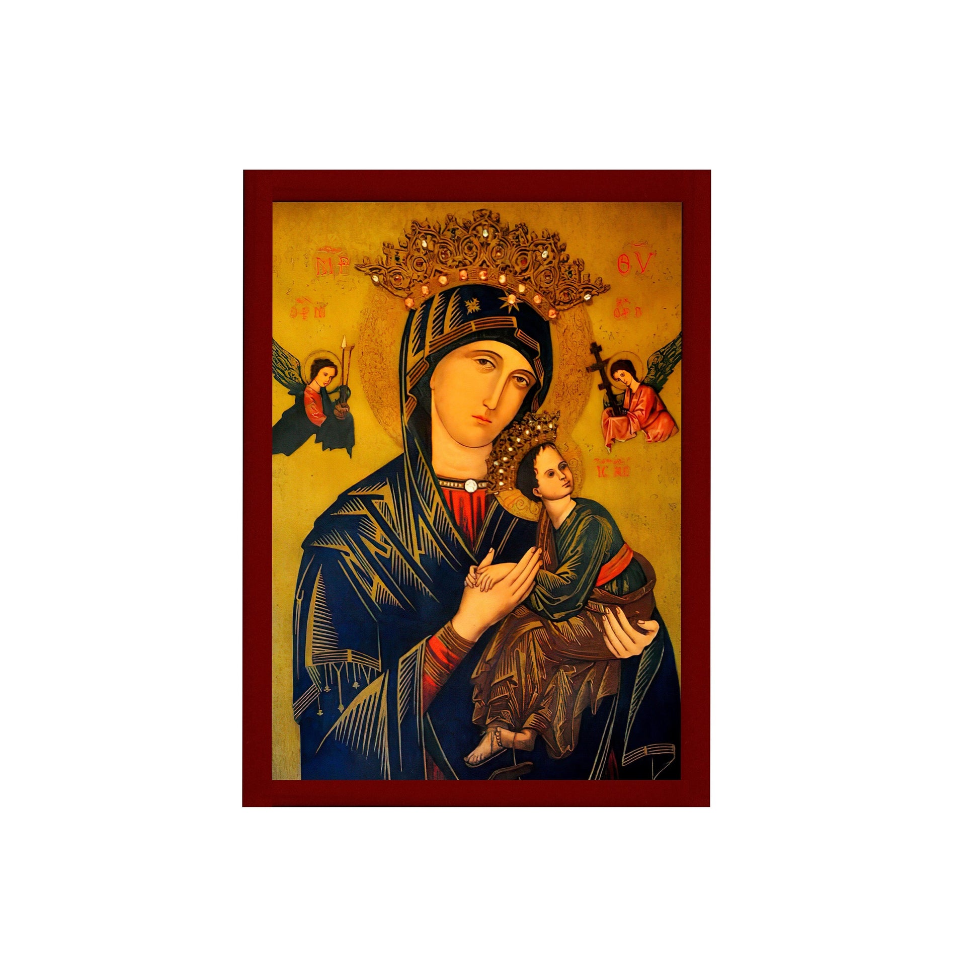 Our Lady of Perpetual Help icon, Handmade Greek Orthodox Icon of Virgin Mary, Mother of God Byzantine art wall hanging plaque religious gift TheHolyArt